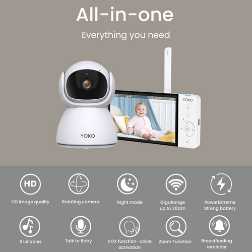 YOKO DREAM Strażnik oddechu:  Niania YOKO X5  + Monitor oddechu Babysense 8 nowej generacji (Wyrób medyczny)