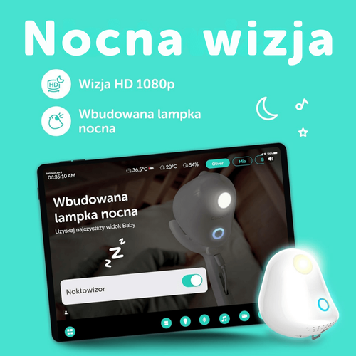 Inteligentna niania CuboAi 3 Stand Set + Monitor Oddechu Snuza Hero MD (wyrób medyczny)