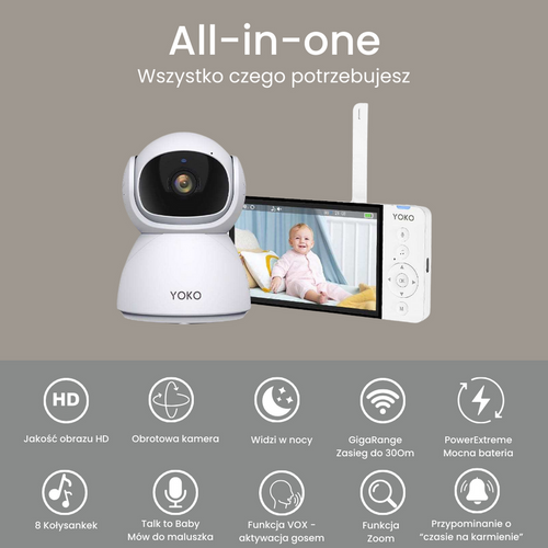 Niania YOKO X5  + Monitor oddechu Babysense 8 nowej generacji (Wyrób medyczny)