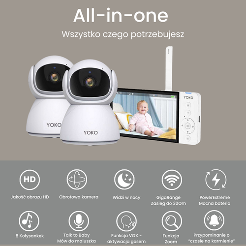 YOKO DREAM Strażnik oddechu: Elektroniczna niania YOKO X5™DUO + Monitor oddechu SNUZA HERO MD (wyrób medyczny)